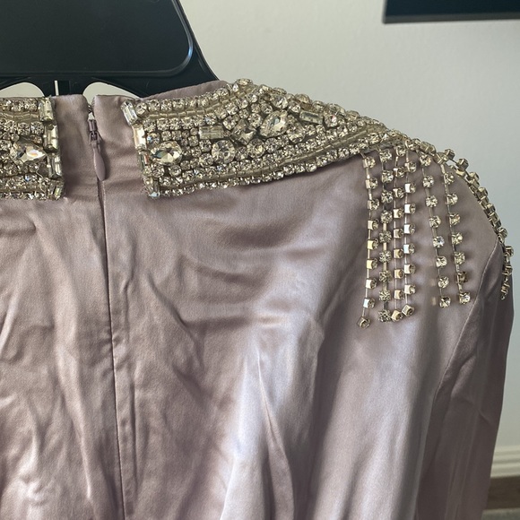 Alessandra Rich Crystal Embellished Lavender Silk Gown Size 36 - Picture 9 of 12